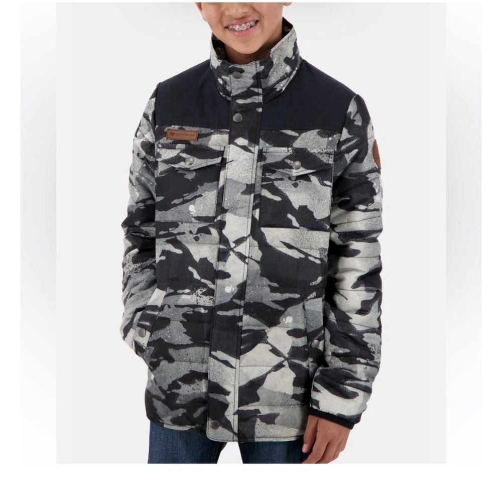 OBERMEYER BOY'S BLACK ROGUE CAMO BENNETT DOWN JACKET COAT SZ XL